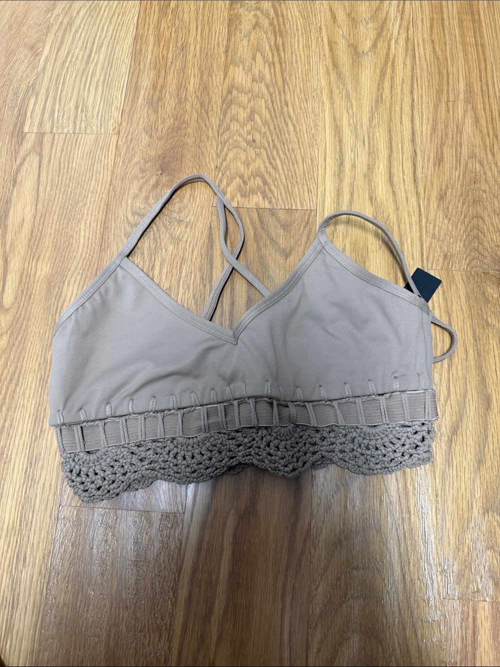 Carbon38 Taupe Crochet-Trim Bralette & Leggings Set - Picture 2 of 4